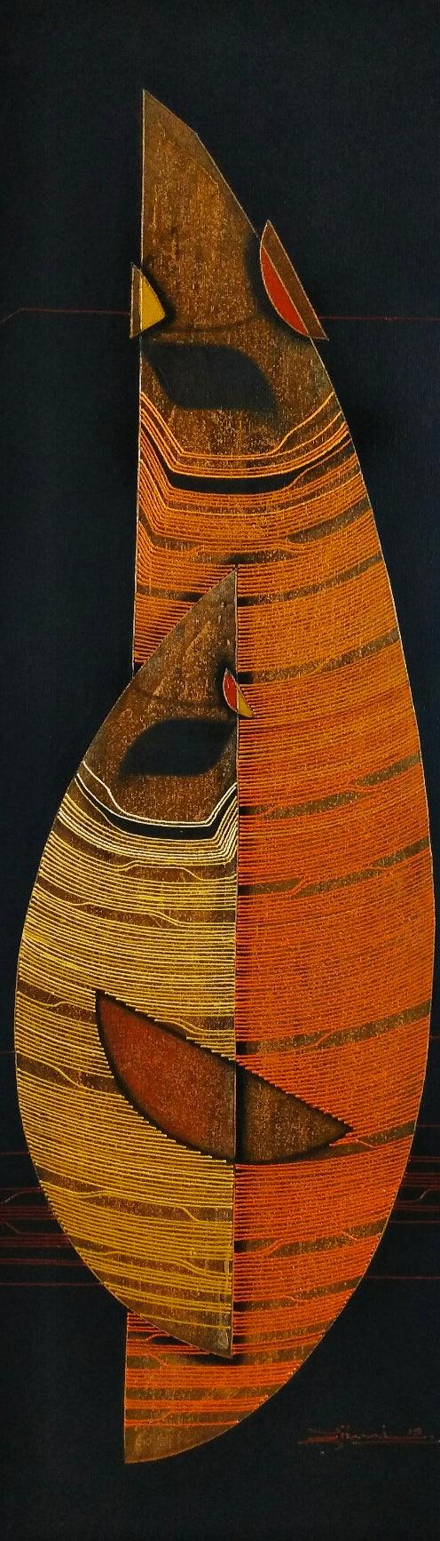 Figurative acrylic painting titled 'Untitled 12', 40x12 inches, by artist Rahul Dangat on Canvas