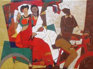 Figurative acrylic painting titled 'Untitled 12', 36x48 inches, by artist Sanjiv Sankpal on Canvas