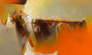 Abstract acrylic painting titled 'Untitled 120', 36x60 inches, by artist Shrikant Kadam on Canvas