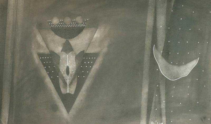 Abstract charcoal drawing titled 'Untitled 122', 14x22 inches, by artist Narendra Jatav on Paper