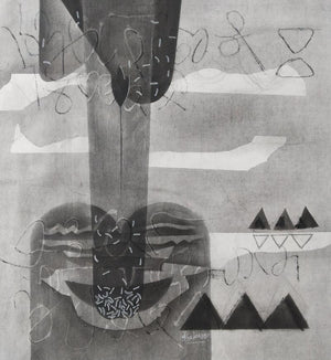 Abstract mixed media painting titled 'Untitled 126', 18x18 inches, by artist Narendra Jatav on Canvas