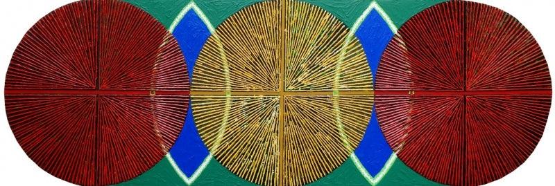 Abstract acrylic painting titled 'Untitled 127', 30x90 inches, by artist Sandesh Khule on Canvas