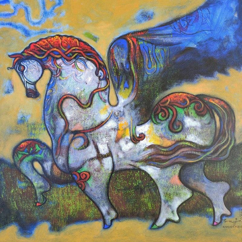 Animals acrylic painting titled 'Untitled 13', 24x24 inches, by artist Ramesh Gujar on Canvas