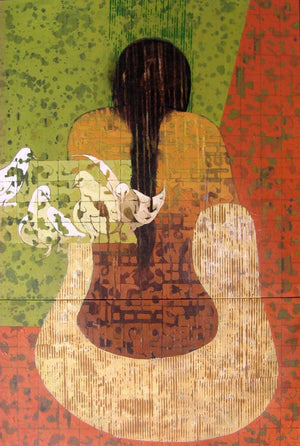 Figurative acrylic painting titled 'Untitled 13', 45x30 inches, by artist Swati Sable on Canvas