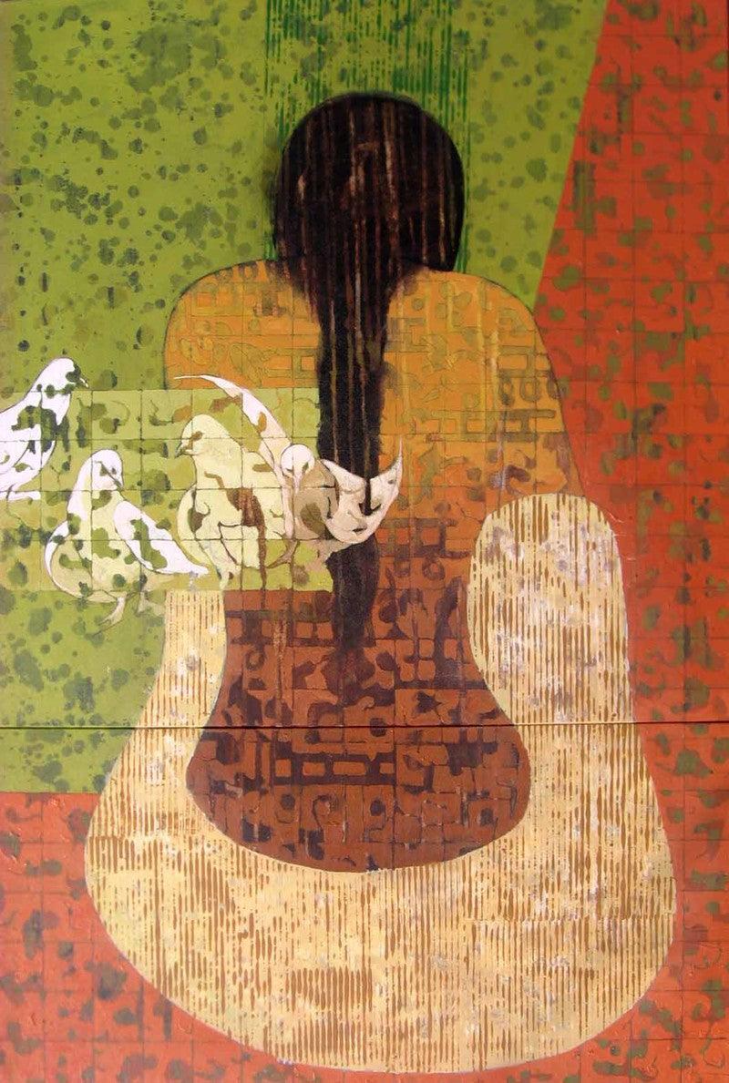 Figurative acrylic painting titled 'Untitled 13', 45x30 inches, by artist Swati Sable on Canvas