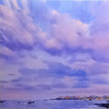 Seascape oil painting titled 'Untitled 13', 36x36 inches, by artist Azharuuddin Inamdar on Linen