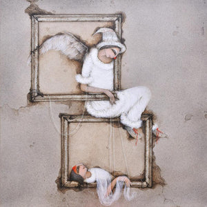 Figurative acrylic painting titled 'Untitled 13', 44x44 inches, by artist Mintu Mallick on Canvas