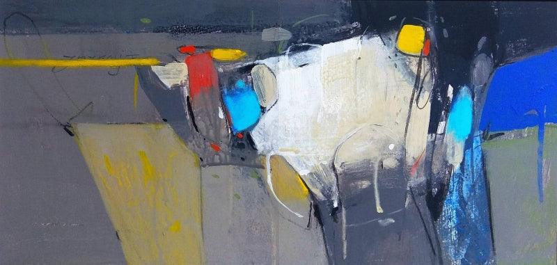 Abstract acrylic painting titled 'Untitled 13', 10x20 inches, by artist Yuvraj Devkar on Paper