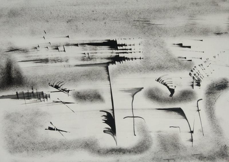 Abstract ink drawing titled 'Untitled 13', 9x12 inches, by artist Hemant Dhane on Paper