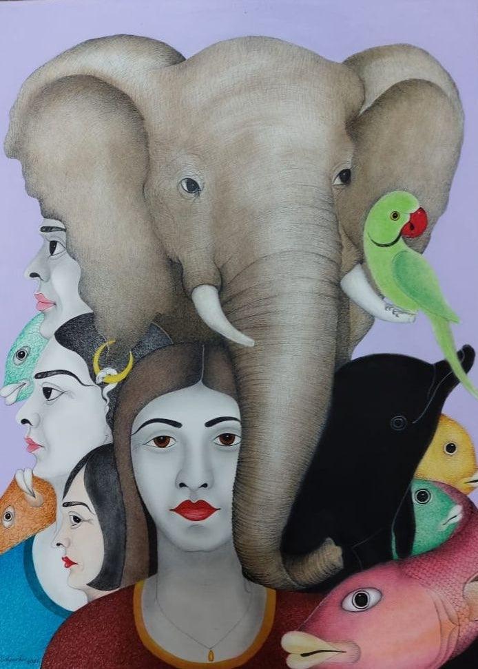 Untitled 13 Painting by Rajesh Salagaonkar | ArtZolo.com