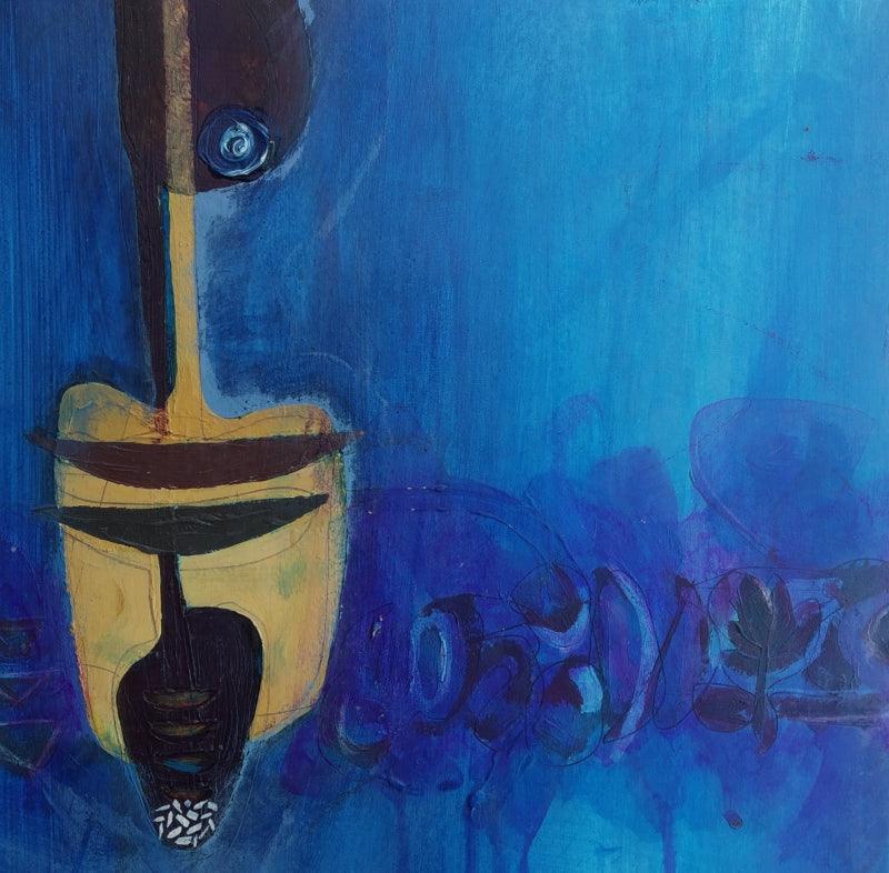 Abstract acrylic painting titled 'Untitled 132', 9x9 inches, by artist Narendra Jatav on Paper