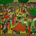 Figurative tempera painting titled 'Untitled 14', 20x30 inches, by artist Sujit Das on Cloth