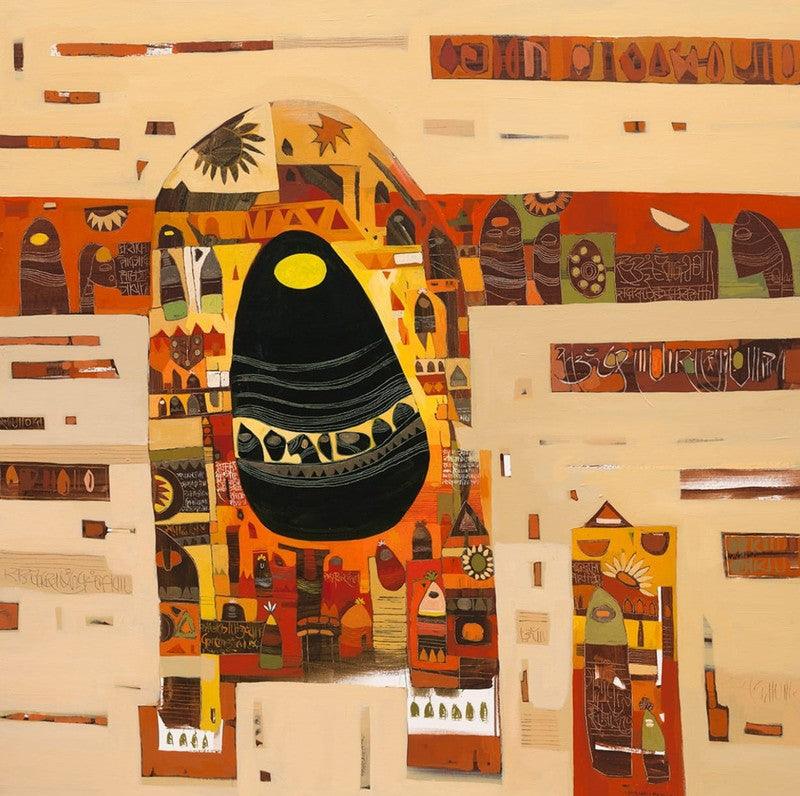 Abstract acrylic painting titled 'Untitled 14', 48x48 inches, by artist Vaishali Patil on Canvas