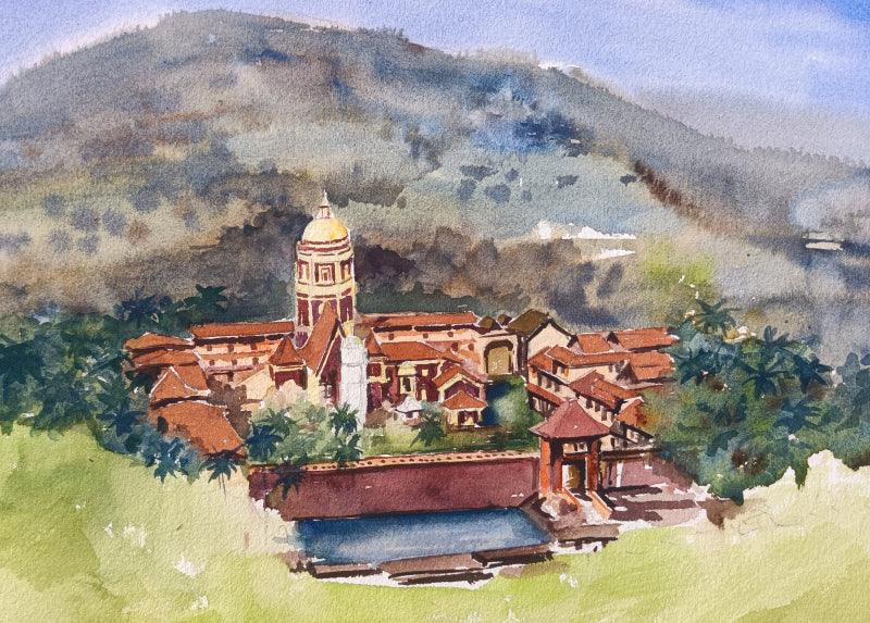 Landscape watercolor painting titled 'Untitled 14', 12x16 inches, by artist Sachin Revankar on Paper