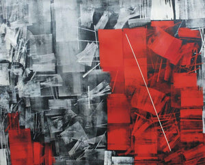 Abstract oil painting titled 'Untitled 14', 36x48 inches, by artist Sudhir Talmale on Canvas