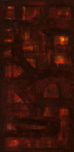 Abstract acrylic painting titled 'Untitled 14', 19x10 inches, by artist Arvind Hate on Mount Board