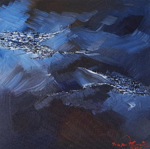 Landscape acrylic painting titled 'Untitled 15', 12x12 inches, by artist Solomon Rajendiran on Canvas