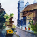 Cityscape watercolor painting titled 'Untitled 15', 16x12 inches, by artist Sachin Revankar on Paper