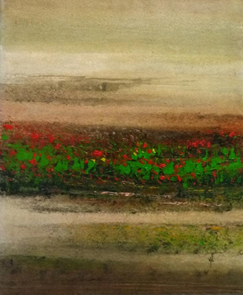 Abstract oil painting titled 'Untitled 15', 34x28 inches, by artist Vipta Kapadia on Canvas