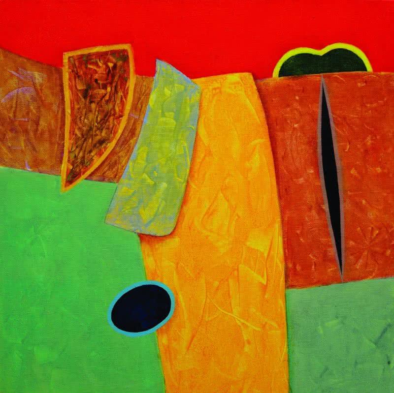 Abstract acrylic painting titled 'Untitled 15', 18x18 inches, by artist Bhushan Vaidhya on Canvas