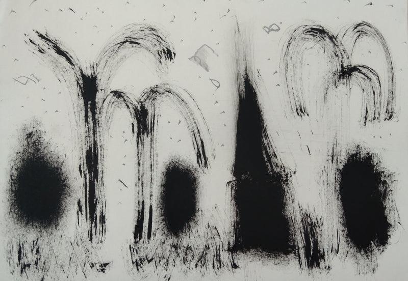 Abstract ink drawing titled 'Untitled 15', 9x12 inches, by artist Hemant Dhane on Paper