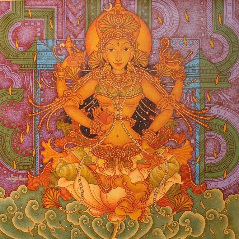 Religious acrylic painting titled 'Untitled 15', 48x48 inches, by artist Manikandan Punnakkal on Canvas