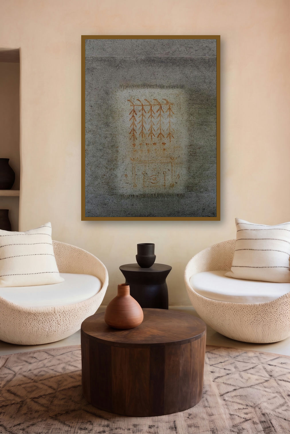 Untitled 15 (Ancient Wall Carving 2) by artist Ramesh Thorat displayed in a Boutique gallery