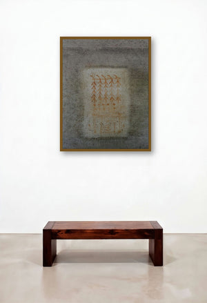 Untitled 15 (Ancient Wall Carving 2) by artist Ramesh Thorat displayed in a Elegant Hotel Lobby