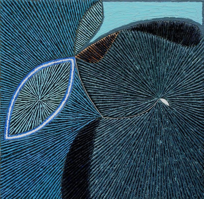 Abstract oil painting titled 'Untitled 152', 36x36 inches, by artist Sandesh Khule on Canvas