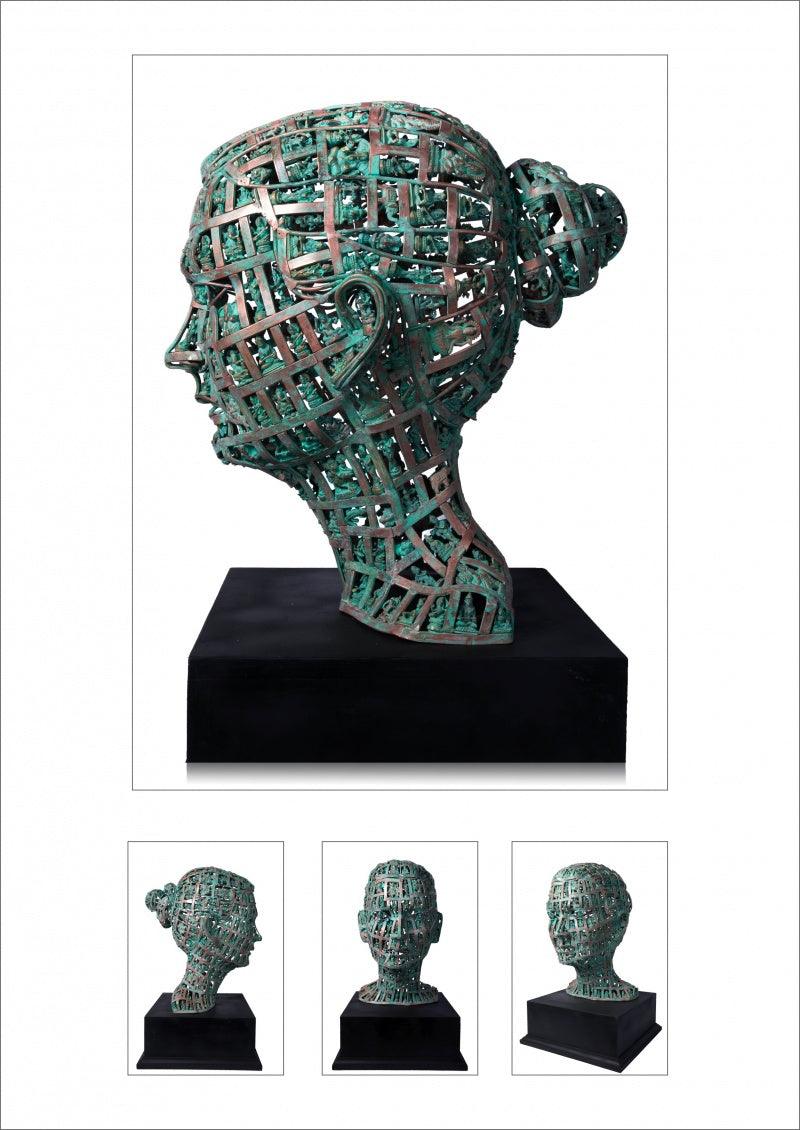 Figurative sculpture titled 'Untitled 16', 21x19x13 inches, by artist Prabhakar Singh on Brass
