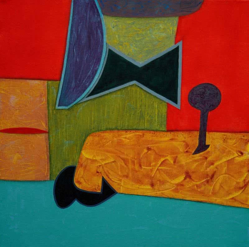 Abstract acrylic painting titled 'Untitled 16', 18x18 inches, by artist Bhushan Vaidhya on Canvas