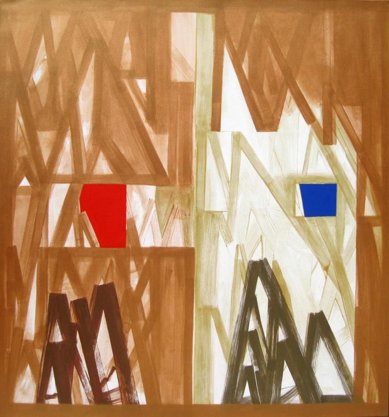 Abstract acrylic painting titled 'Untitled 16', 48x48 inches, by artist Ramesh Anand on Canvas