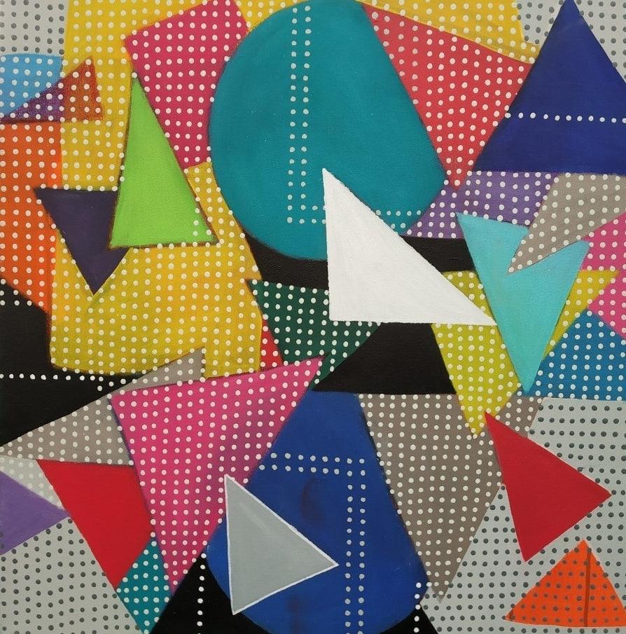 Abstract acrylic painting titled 'Untitled 16', 24x24 inches, by artist Yashwant Pawar on Canvas