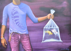 Figurative acrylic painting titled 'Untitled 16', 36x48 inches, by artist Bikash Mohanta on Canvas