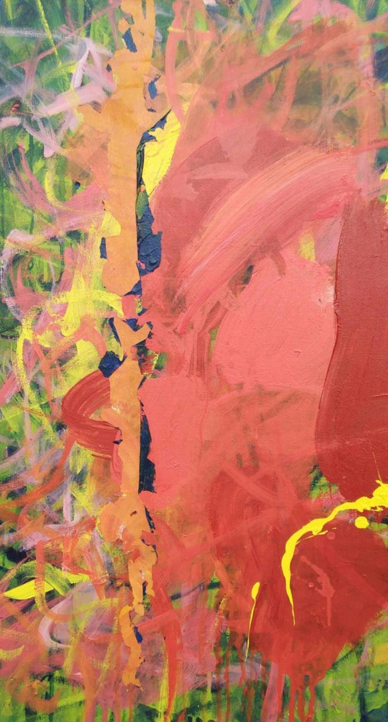 Abstract acrylic painting titled 'Untitled 17', 32x18 inches, by artist Vidya Sagar Singh on Canvas