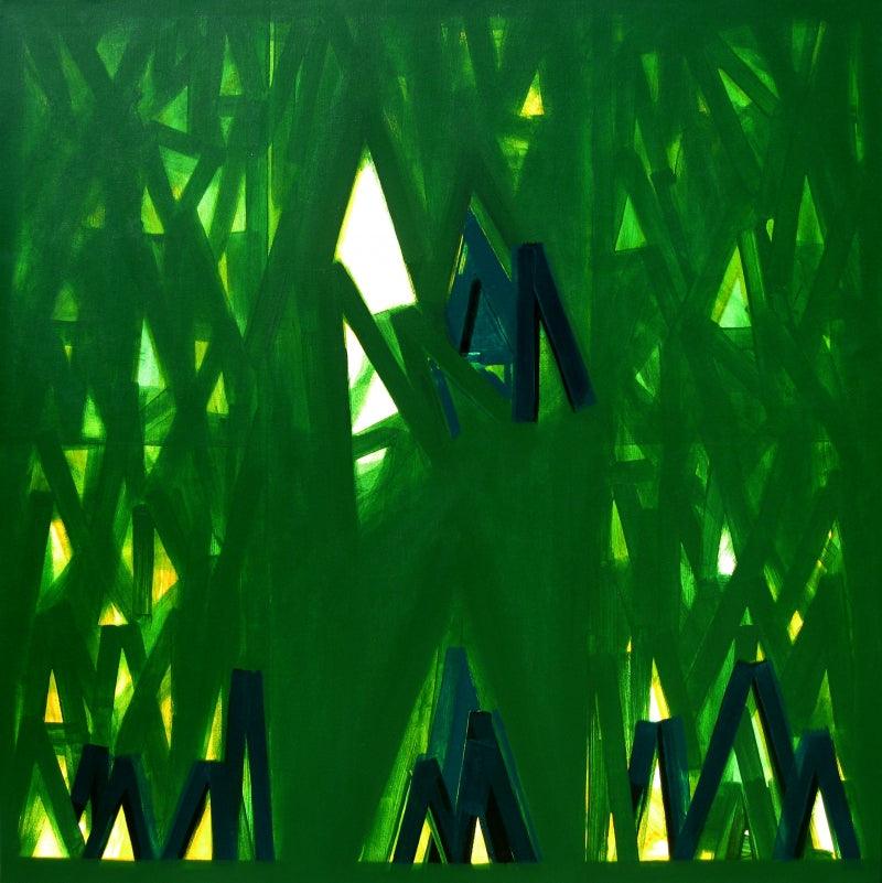 Abstract acrylic painting titled 'Untitled 17', 48x48 inches, by artist Ramesh Anand on Canvas