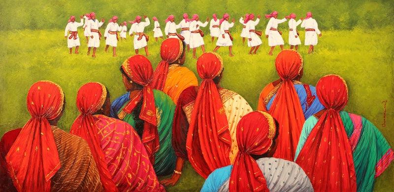 Figurative oil painting titled 'Untitled 17', 30x60 inches, by artist Siva Balan on Canvas