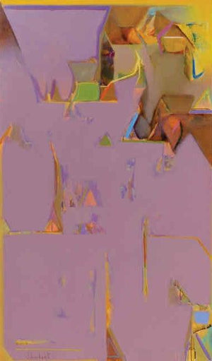 Untitled 171 (Form and Color) by Shrikant Kadam, Original Acrylic Abstract Painting on Canvas, Large Vertical Wall Art
