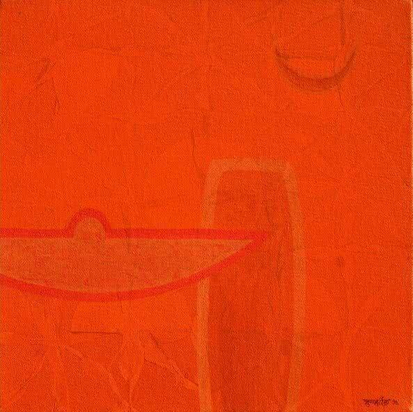 Abstract acrylic painting titled 'Untitled 18', 12x12 inches, by artist Bhushan Vaidhya on Canvas