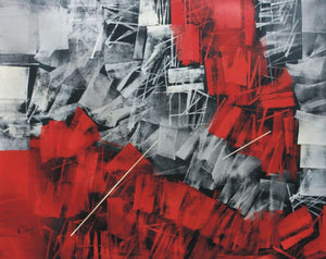 Abstract oil painting titled 'Untitled 18', 36x48 inches, by artist Sudhir Talmale on Canvas