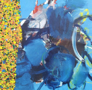 Untitled 19 (Blue Abyss) by Vidya Sagar Singh, Original Acrylic Abstract Painting on Canvas, Small Square Wall Art
