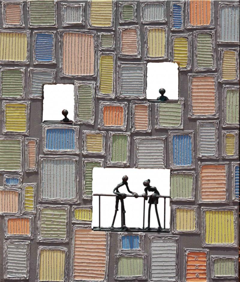 Mural sculpture titled 'Untitled 19', 36x30x2 inches, by artist Prabhakar Singh on Canvas Gesso, Metal