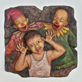 Figurative mixed media titled 'Untitled 2', 22x22 inches, by artist Shashikant Charbe on Fiberglass On Board