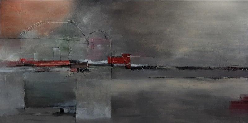 Abstract acrylic painting titled 'Untitled 2', 36x72 inches, by artist Akash Parkande on Canvas