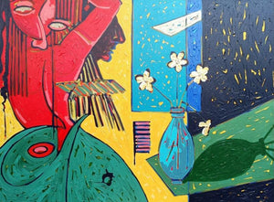 Figurative acrylic painting titled 'Untitled 2', 36x48 inches, by artist Mohd Majeed Mansoori on Canvas