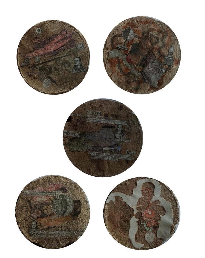 Abstract mixed media painting titled 'Untitled 2', 6x6 inches, by artist Subhadip Bhattacharya on Recycle Paper