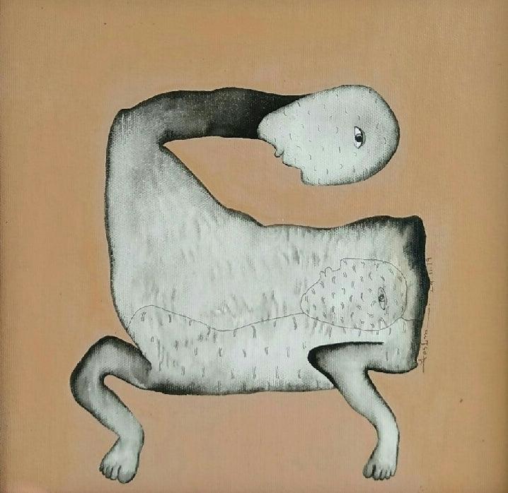 contemporary acrylic painting titled 'Untitled 2', 12x12 inches, by artist Taslim Jamal on Canvas