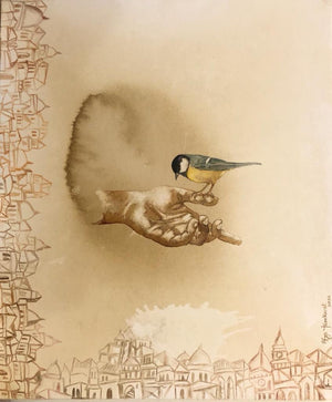 contemporary coffee & watercolor painting titled 'Untitled 2', 24x20 inches, by artist Afza Tamkanat on Canvas