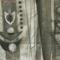 Abstract charcoal drawing titled 'Untitled 2', 14x22 inches, by artist Narendra Jatav on Paper