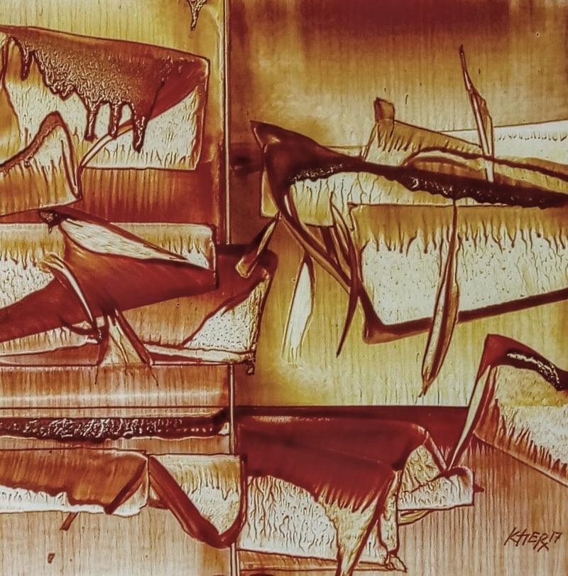 Abstract oil painting titled 'Untitled 2', 12x12 inches, by artist Ramesh Kher on Paper